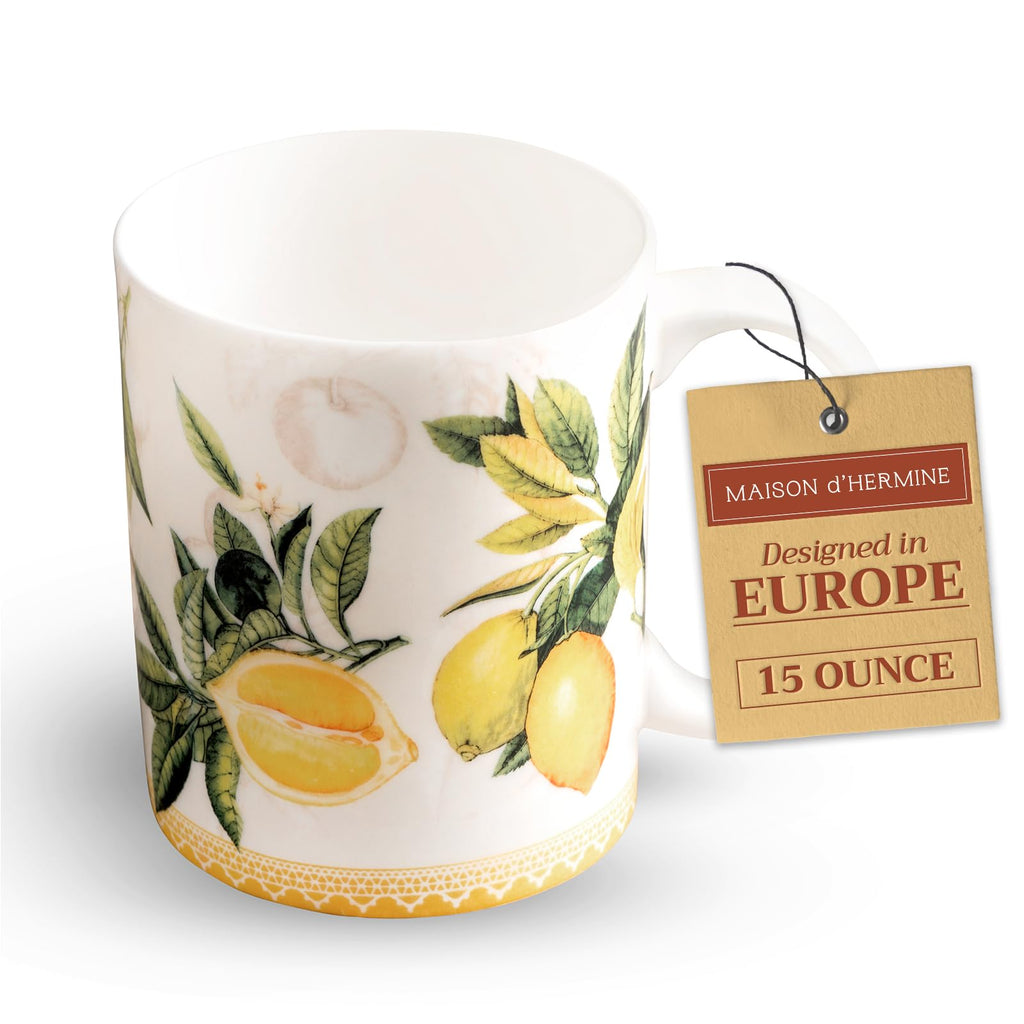 Maison d' Hermine Coffee Mug with Handles Tea Cups (15 Ounce, Pack of 1)