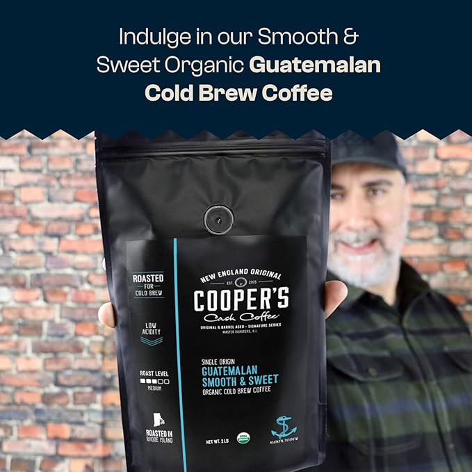 Organic Cold Brew Coffee - Guatemalan Coffee Beans Crafted For Cold Brewing - Ground, Medium Roast, 2 lb