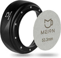 MEION 54mm Espresso Dosing Funnel and Puck Screen Set for 54mm Breville Portafilters, Magnetic Coffee Funnel, Reusable 53.3mm Espresso Puck Screen, Espresso Tools Espresso Accessories (54mm, Black)