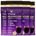VitaCup Mushroom Vanilla Flavored Medium Roast Ground Coffee, 40oz, 4 Bags