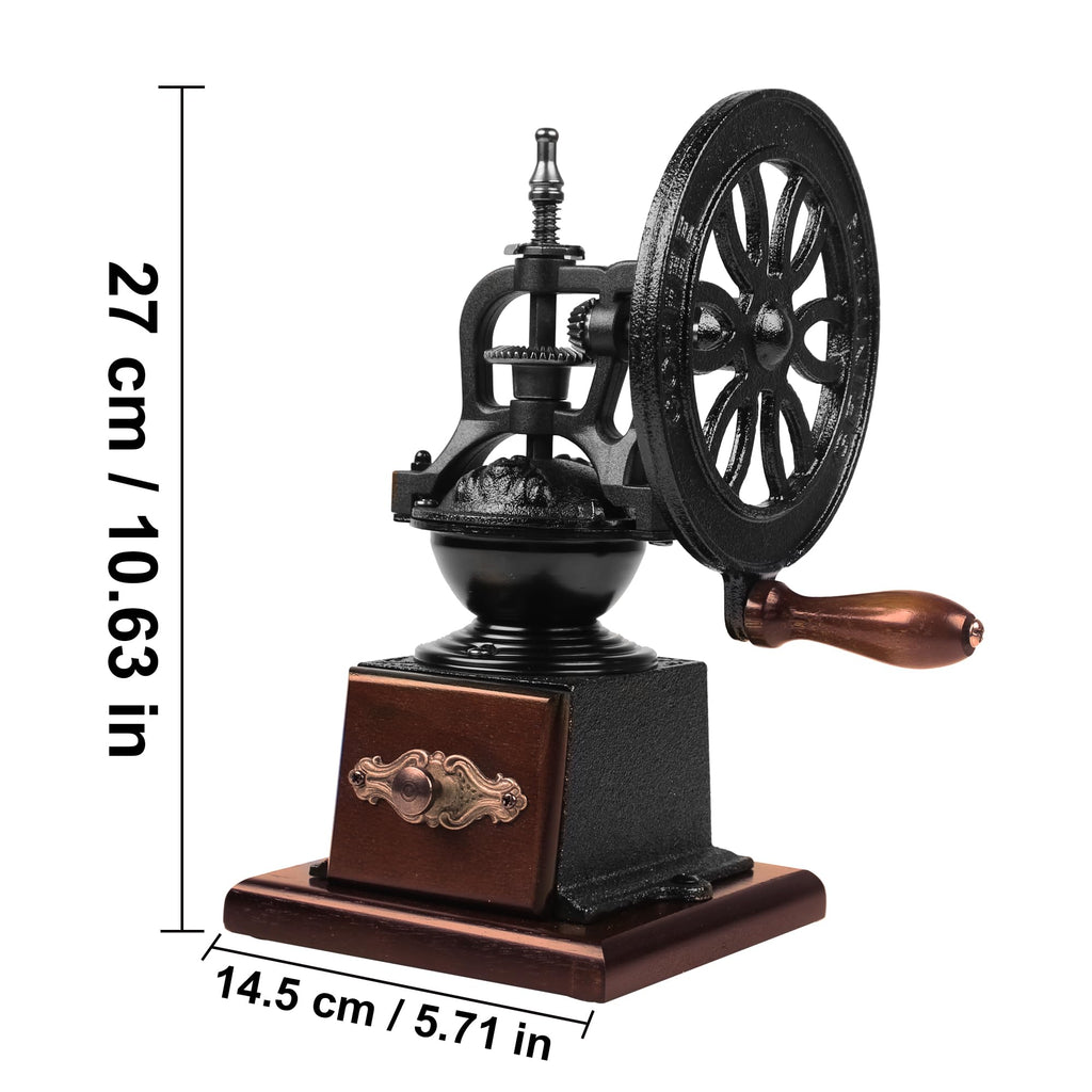 XINQUILIFY Antique Cast Iron Coffee Grinder Hand Crank Flywheel