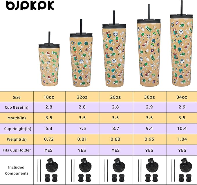 BJPKPK 26oz Tumbler With lid And Straw Stainless Steel Travel Coffee Mug Insulated Tumblers Cups,Spring Party Brown
