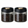 LOEZ Vacuum Coffee Canister Set, 2 x 17 fl oz Glass Jars, Gray