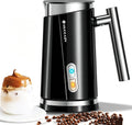 Huogary Milk Frother Simple Milk Frother and Steamer 2-in-1 Milk Steamer with Hot Milk Foam and Hot Milk for Latte, Macchiato, Cappuccinos, White （Medium）