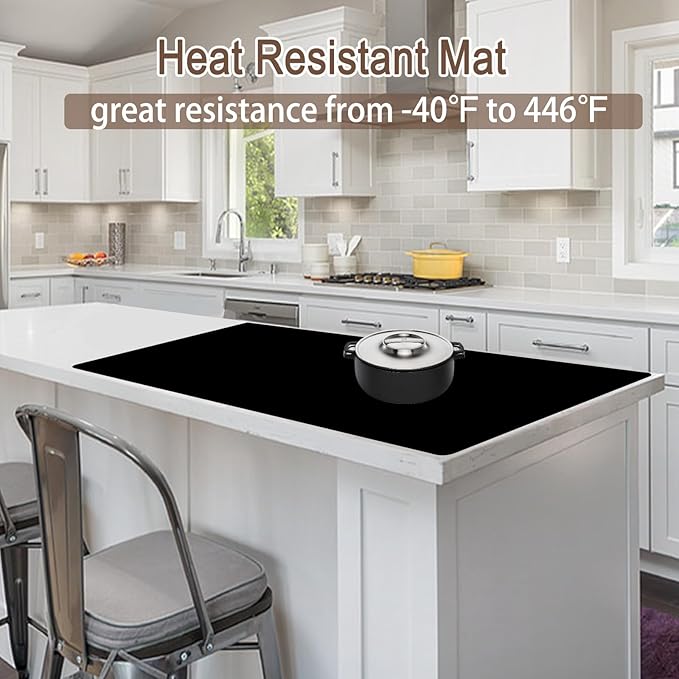 Silicone Mats for Kitchen Counter, 48"x32"(120cmx80cm) Large Heat Resistant Mat Kitchen Island Waterproof Countertop Protector Mat Nons-slip Extra Large Counter Mat, Light Gray