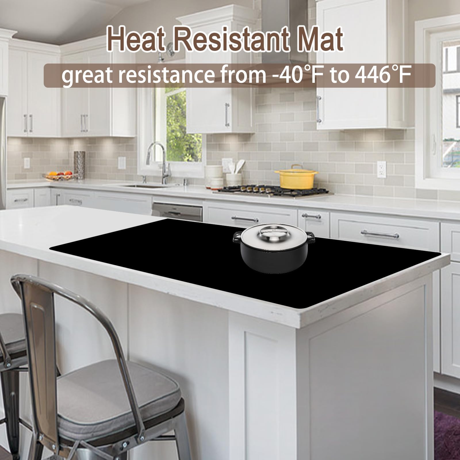 Silicone Mats for Kitchen Counter, 48"x32"(120cmx80cm) Large Heat Resistant Mat Kitchen Island Waterproof Countertop Protector Mat Nons-slip Extra Large Counter Mat, Dark Gray