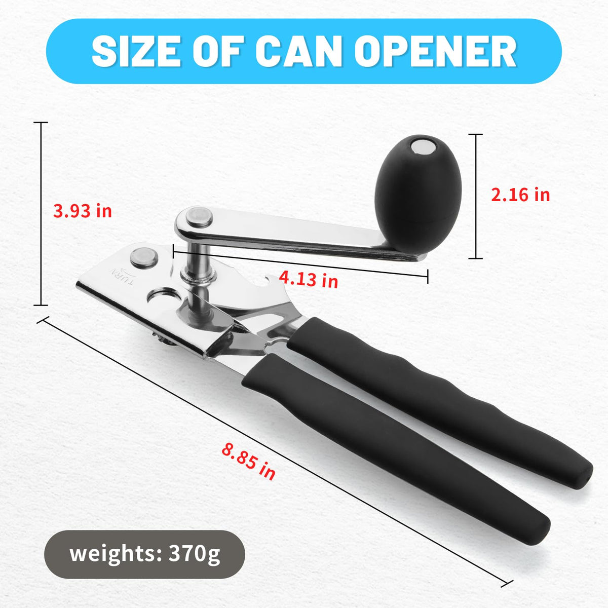 AGIgear Manual Heavy Duty Crank Commercial Can Opener Cozy Long Handles