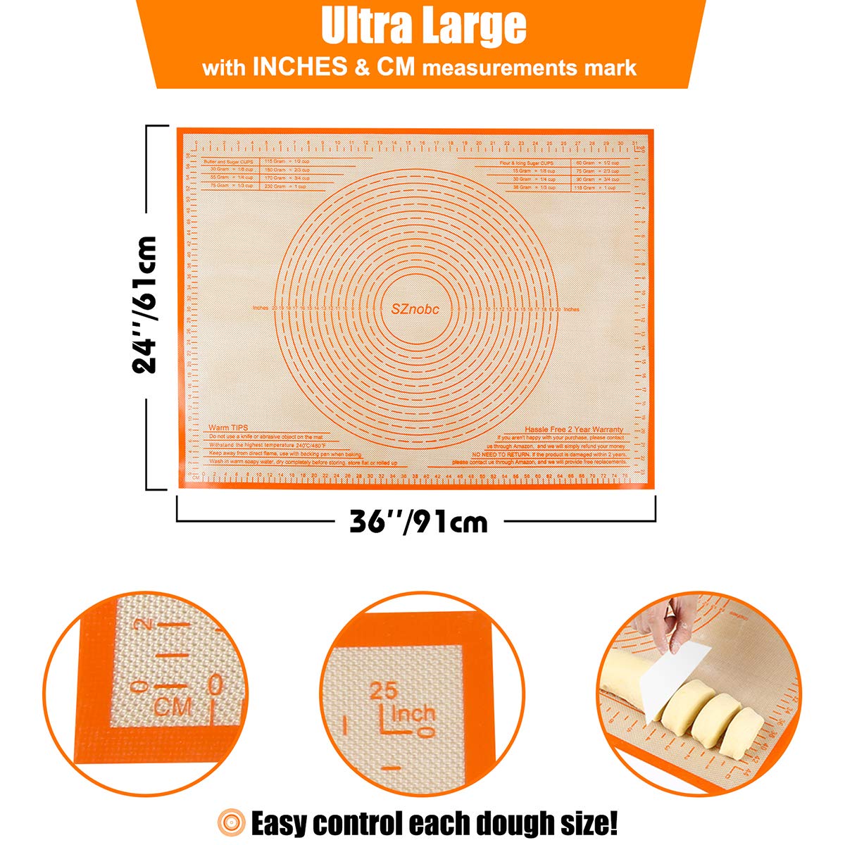Silicone Pastry Mat 34X26 inch Baking mat Perfect for Dough, Pastry, Pie Crust, Fondant, Cookies, Bread, Pasta/Pizza,Pastry Board, Kitchen Counter Mat