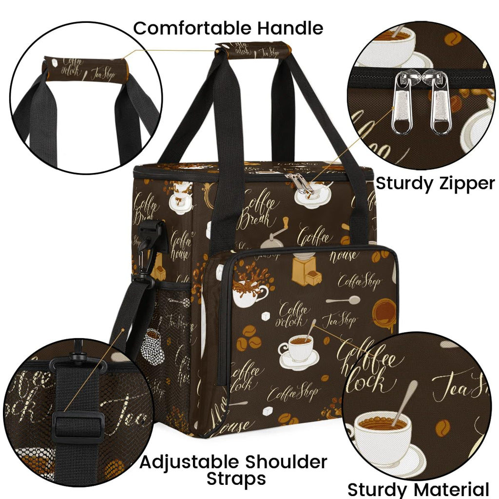 coffee sugar coffee beans Coffee Maker Carring Bag Travel Carrying Storage Tote Bag Compatible with Keurig K-Mini or K-Mini Plus Portable Single Serve Coffees Brewer Case with Pockets for K-cup Pods