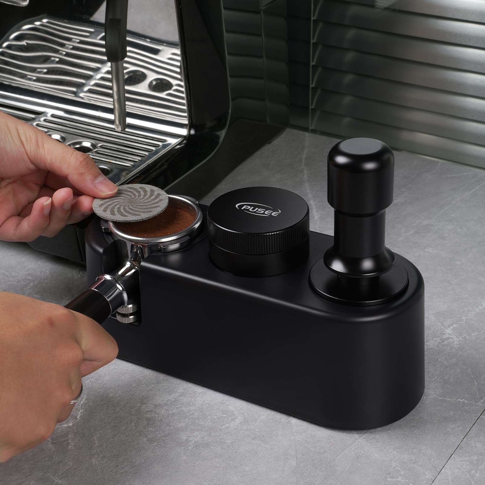 Espresso Tamping Station, Espresso Organizer Station Fit for 51/54/58mm Espresso Accessories, Plastic Espresso Station Coffee Tamper Station, Multifunctional Coffee Tools Organzier (3 in 1)
