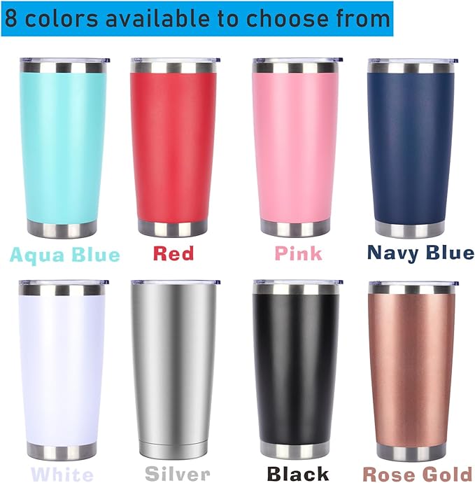 Pandance 20oz Stainless Steel Insulated Tumblers with Lid and Straw Bulk, Double Wall Vacuum Water Cups for Hot & Iced Coffee Drinks Travel Mug (Navy Blue, 8 pack)