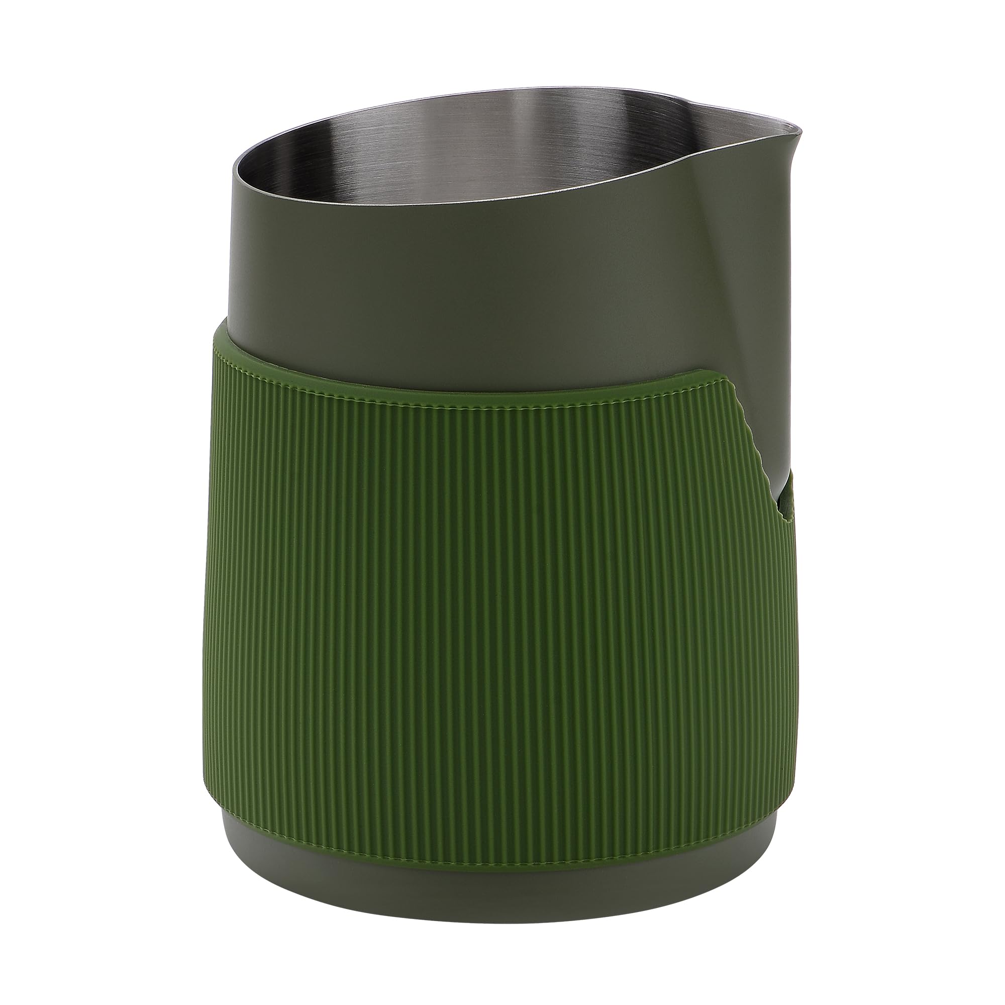 Normcore Handleless Milk Frothing Jug, Milk Pitcher 20.3 oz, Milk Frother Steamer Cup Stainless Steel Espresso Cup, Round Spout, Green, 600 ml