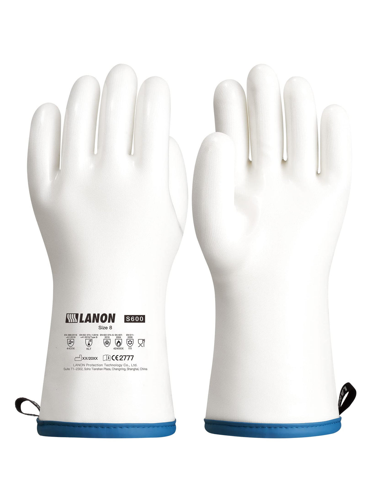 LANON 15" Liquid Silicone Oven Mitts,Heat Resistant,CoralAir Liner,White,M