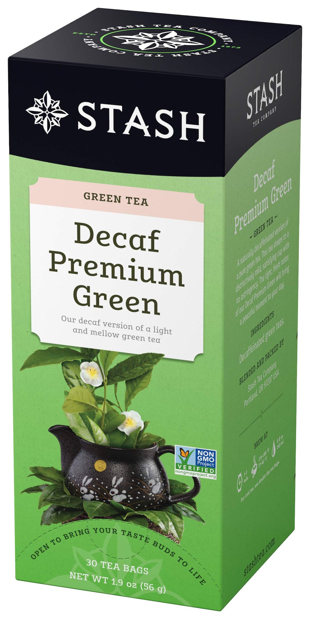 Stash Tea Decaf Premium Green Tea - Decaf, Non-GMO Project Verified Premium Tea with No Artificial Ingredients, 30 Count (Pack of 6) - 180 Bags Total