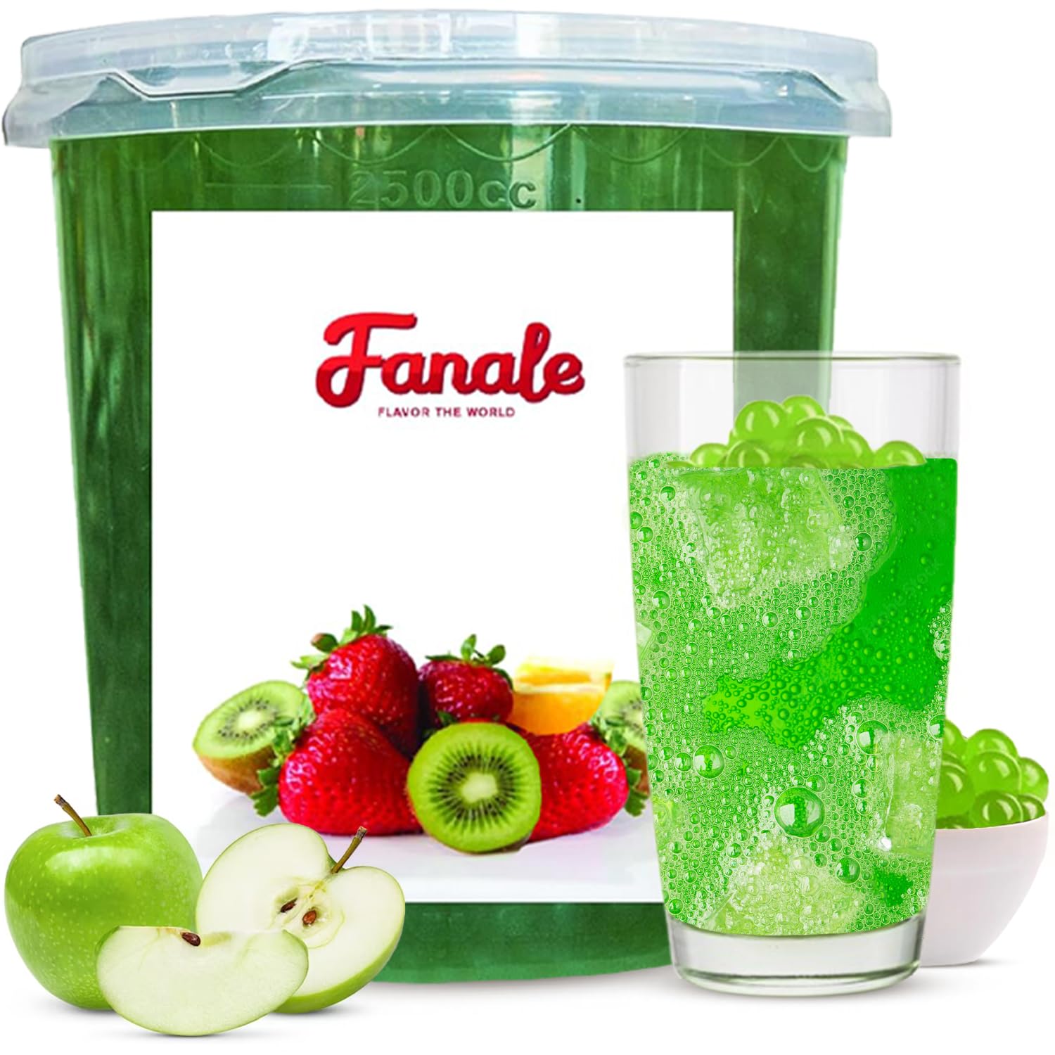 Fanale Green Apple Popping Boba Pearls for Bubble Tea and Drinks, 7 Pounds