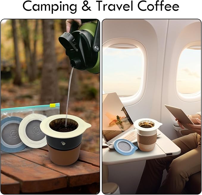 CPUNIVS Portable Pour Over Coffee Dripper Reusable Coffee Filter Pour Over Coffee Maker for Camping Coffee, Travel Coffee Maker (50, blue)
