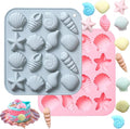 Ocean-Themed Chocolate Mold Set - Food-Grade Silicone Baking Molds with Shell, Starfish, Seashell Beach Life Phrases, Reusable for Under the Sea Cakes, Cupcakes & Party Treats - 2 Pack
