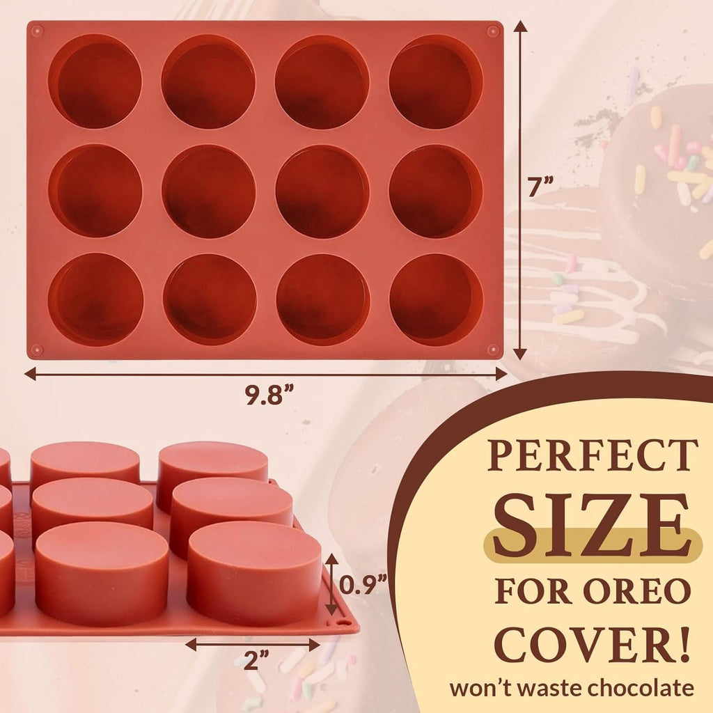 ROMINVIC Chocolate Molds,2Pcs Dubai Chocolate Mold and Scraper for Stuffed Bar,Deep Round Fix Chocolate Candy Bar Mold for Filling Knafeh Pistachio Chocolate Bar Kit