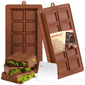 ROMINVIC Dubai Chocolate Mold 2 Pack,0.79 Inch Deep Large and Thick Silicone Chocolate Bar Molds and scraper for Stuffed Bar,Big Chocolate Candy Bar Mold for Filling Knafeh Pistachio Kit