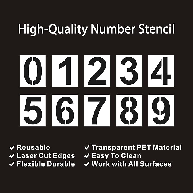 2 Inch Plastic Number Stencils - Reusable Digital Templates for Cake, Address, Painting