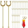 Sunnychicc Horseshoe Drink Stirrers 6 Inch Plastic, Gold, 60 Pcs