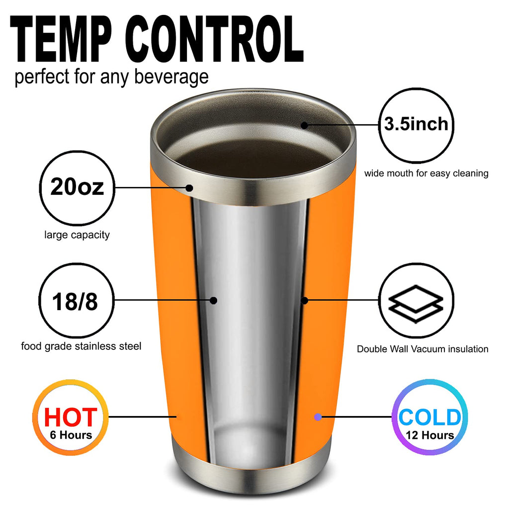 COMOOO 20oz Double Wall Vacuum Insulated Travel Mug Bulk Stainless Steel Tumbler with Lid and Straw Durable Powder Coated Insulated Coffee Cup for Cold & Hot Drinks (Orange, 12 pack