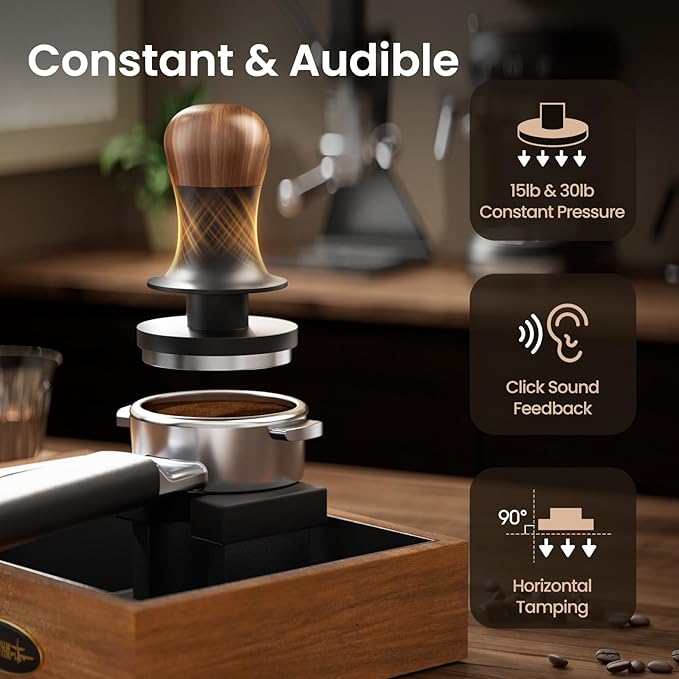 MHW-3BOMBER 45.5mm Espresso Tamper - 3 Spring Loaded Coffee Tamper with Sound Feedback - Barista Calibrated Tamper with 15lb / 30lbs Replacement Springs - Compatible for Flair Pro and Pro 2 T7074T-OS