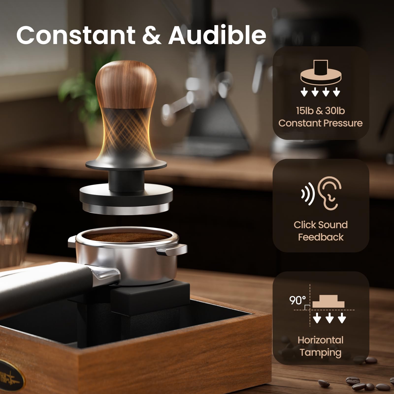 MHW-3BOMBER 49.7mm Espresso Tamper - 3 Spring Loaded Coffee Tamper with Sound Feedback - Barista Calibrated Tamper with 15lb / 30lbs Replacement Springs - Compatible for ROK Espresso Maker T7073T-OS