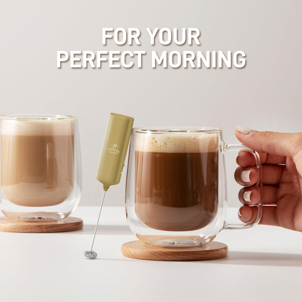 Mini & Mighty Milk Frother Wand – Powerful Handheld Coffee Frother, Battery Operated Drink Mixer – Compact Pocket Size – Detachable Whisk for Latte, Cappuccino, Matcha, Hot Chocolate