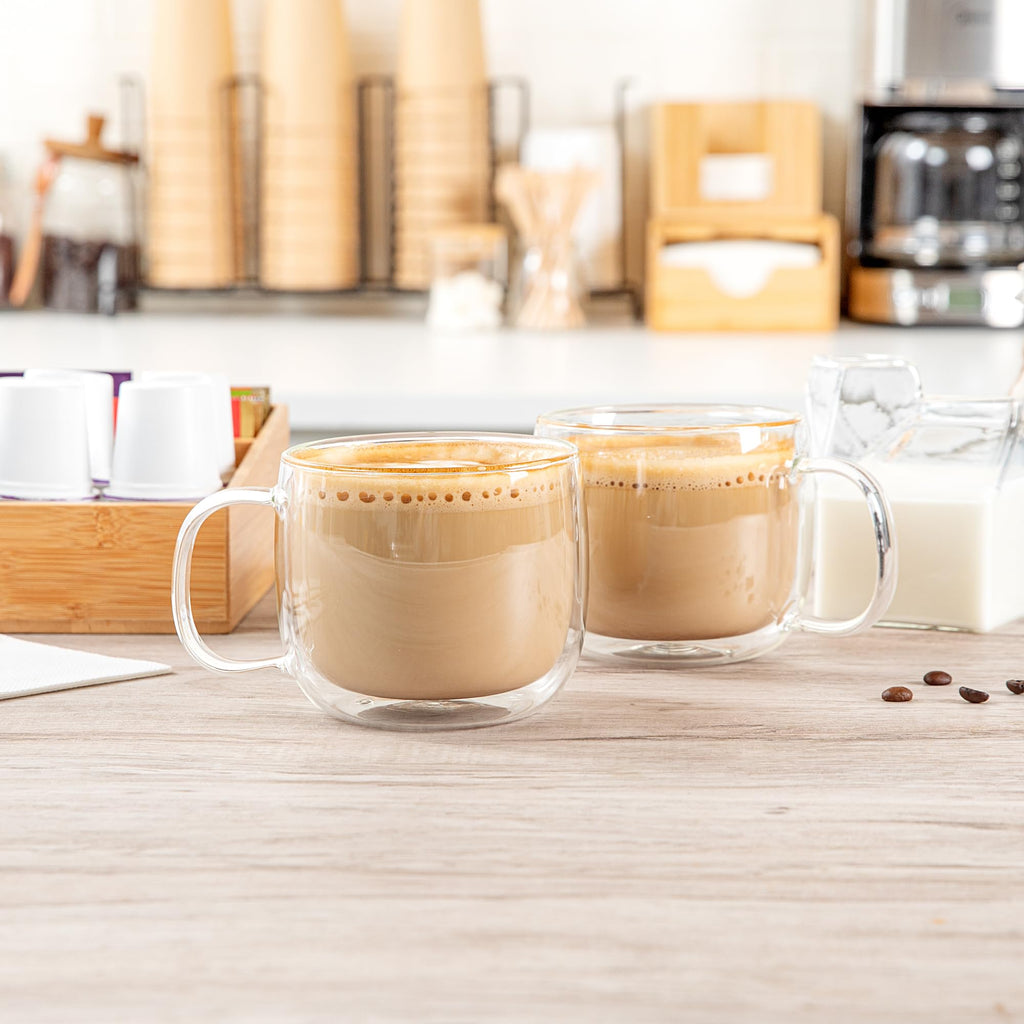 Restaurantware 17 oz Professional Glass Coffee Mug, 2 Pack