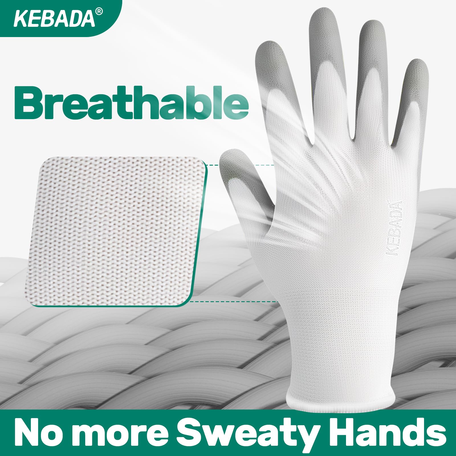 Kebada W1 Safety Work Gloves for Men & Women, Touchscreen, PU Coated