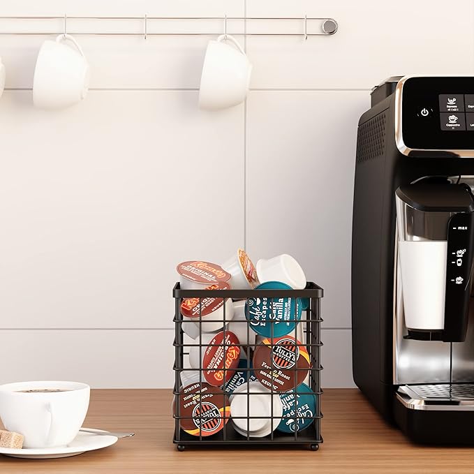 HORIAMIT Black Wire Coffee Pod Holder, K-Cup Organizer Countertop Basket