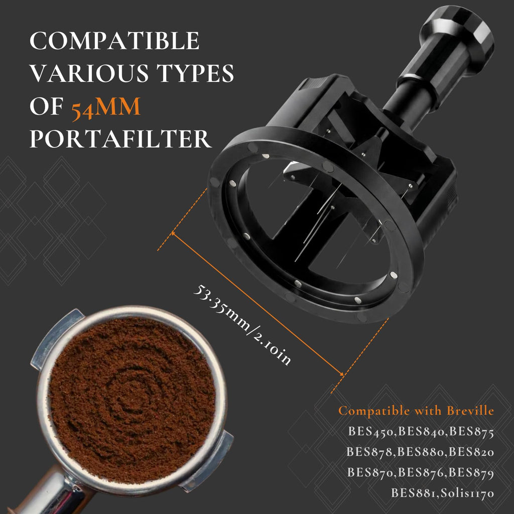 Vandroop Rotary WDT Tool 54mm, Semi-Automatic Espresso Distribution Tool