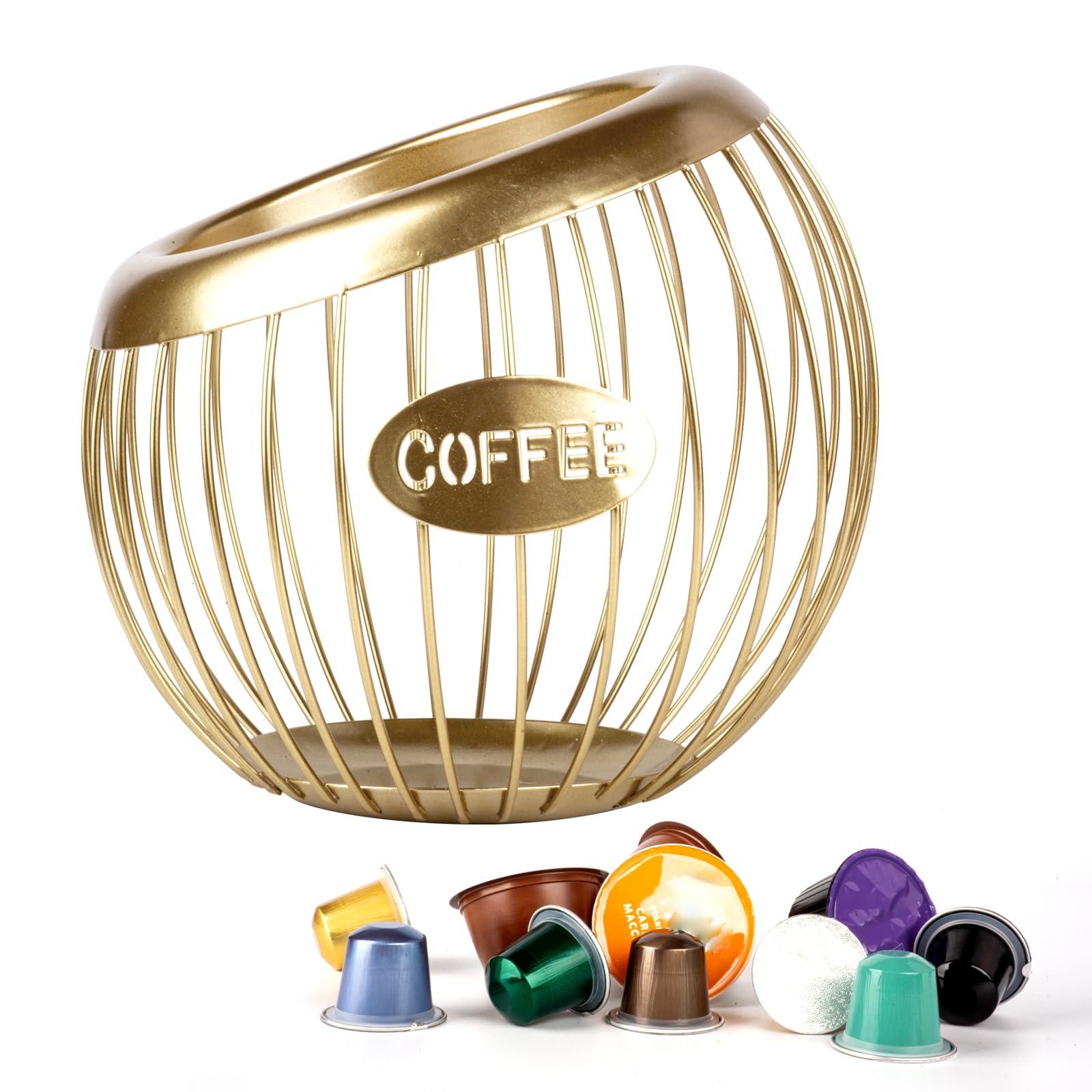 Guolich Stainless Steel Cup Coffee Basket pods holder Sturdy for Home or Office Kitchen Counter Organizer Espresso Capsule (GLOD)