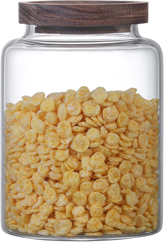 Glass Candy Jar with Lid Glass Sugar Containers Kitchen Canisters Pantry Food Storage Container for Cookies Coffee Bean Cereal Flour Cookies(40oz(1200ml)-1 pack)