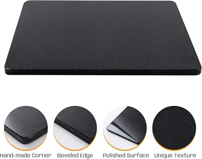 Granite Cutting Board, Marble Slab Pastry Board With Non-Slip Feet For Baking, Cheese, Charcuterie, Chocolate, 16x16 Inch, 1 Piece