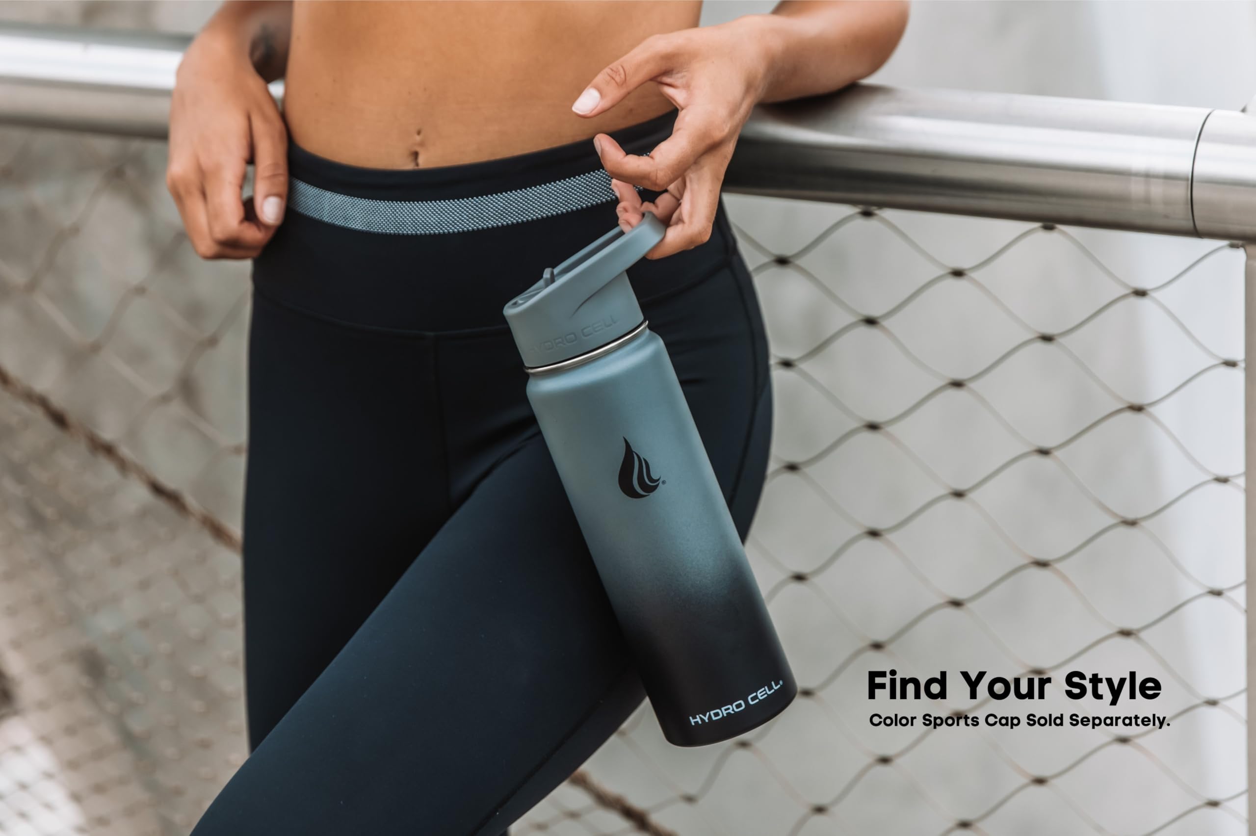 HYDRO CELL Stainless Steel Insulated Water Bottle with Straw - For Cold & Hot Drinks - Metal Vacuum Flask with Screw Cap and Modern Leakproof Sport Thermos for Adults (Graphite/Black 24oz)