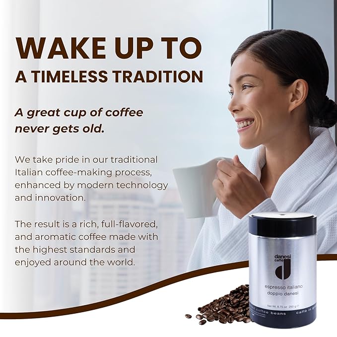 Danesi Caffe Italian Whole Coffee Beans - Espresso Coffee Beans and Medium Roast Whole Bean - Perfect for Espresso Machines, French Press, and Home Brewing - Doppio (8.75 lb) (Pack of 2)