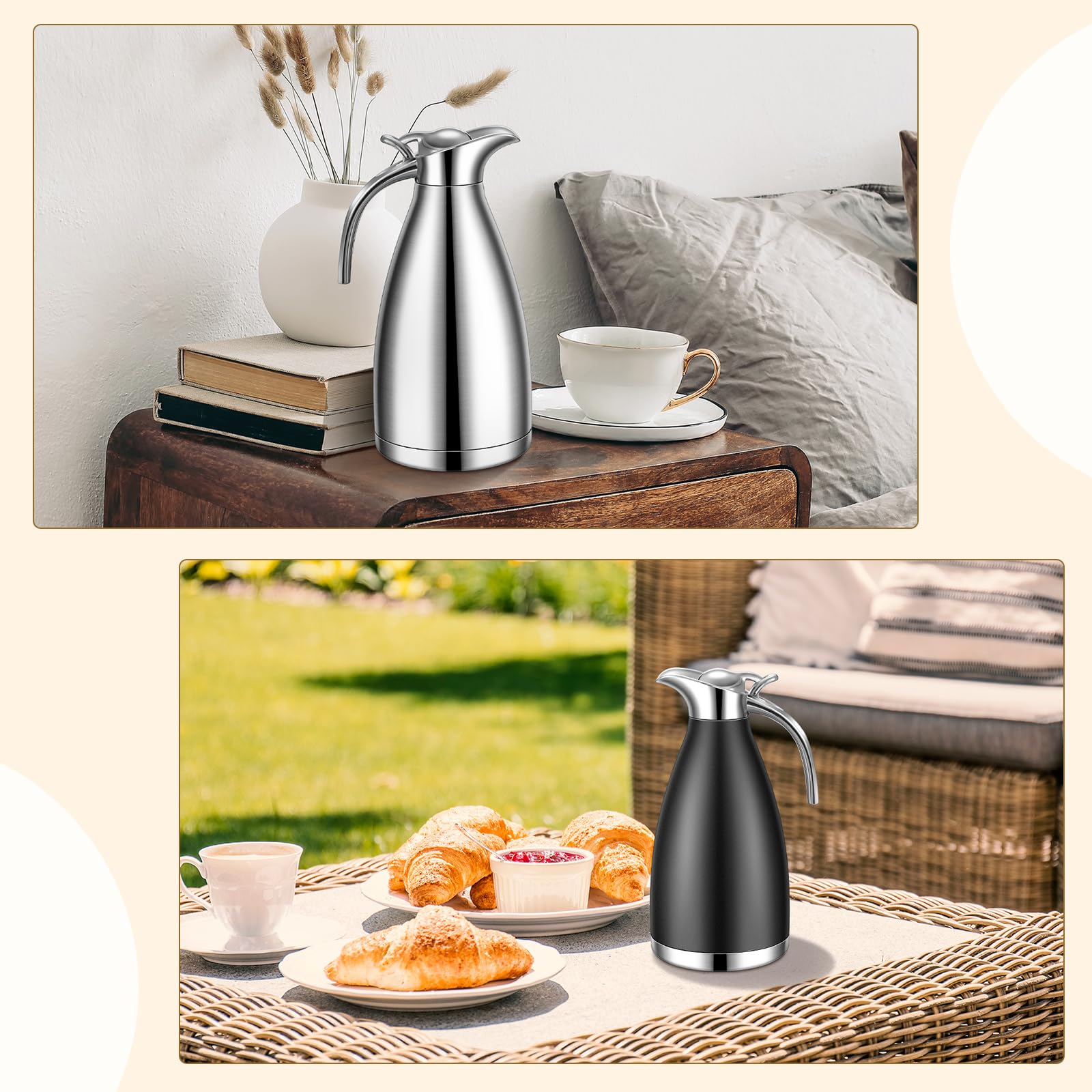 Uiifan 2 Pcs 68oz Thermal Coffee Carafe for Keeping Hot/Cold