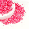 Deep Pink Pearl Sprinkles for Cake Decorating, 150g/5.29oz Mix Size, Edible Candy Sugar Pearls, Pearl Cake Decorations, Donuts&Cupcakes Topper, Wedding Party Birthday Supplies, Food Grade