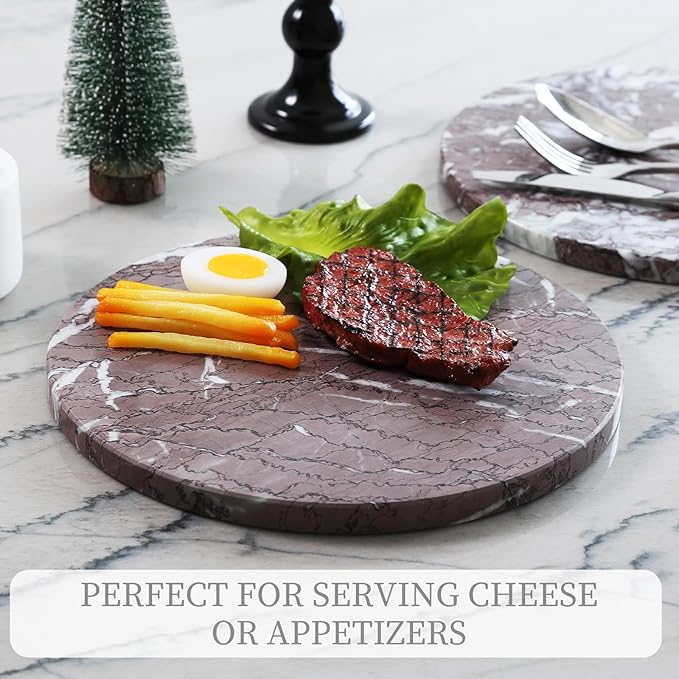 Koville African Marble Cutting Board for Kitchen, 11" Round Hand Crafted Marble Slab for Cheese, Charcuterie, Pastry Board - Wedding Gift, House Warming Gift(AFRICAN LILAC)