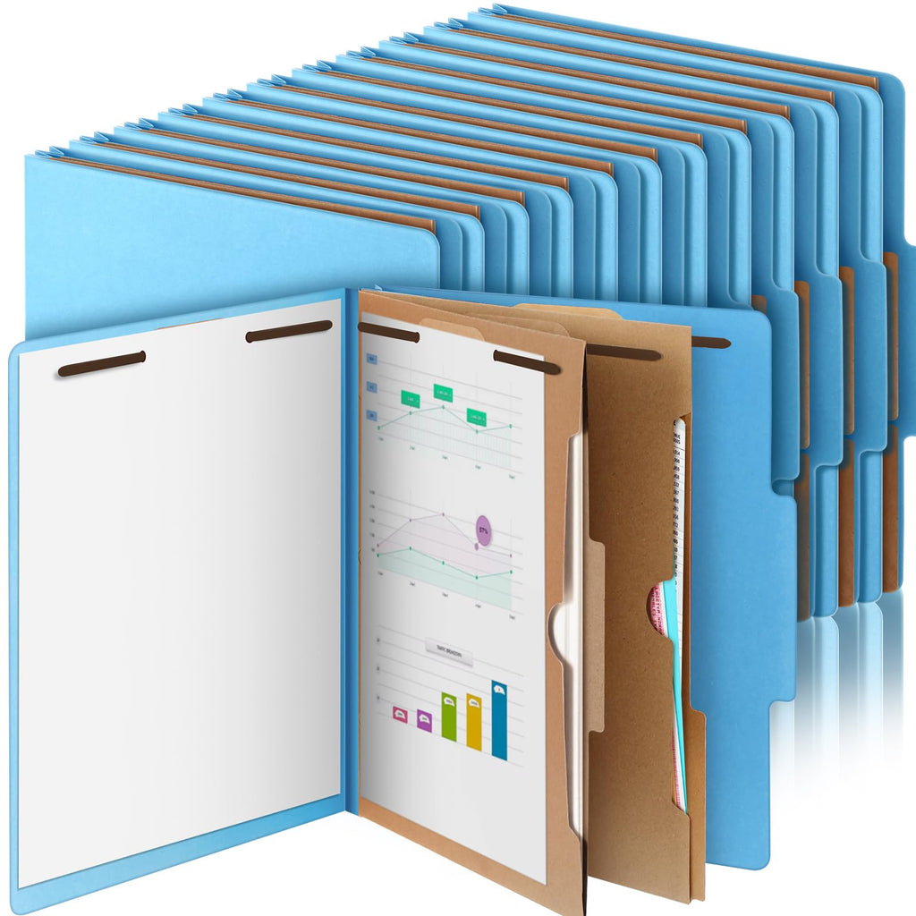24 Pcs Skyygemm Classification Folder Letter Size, 2 Pocket File,Blue