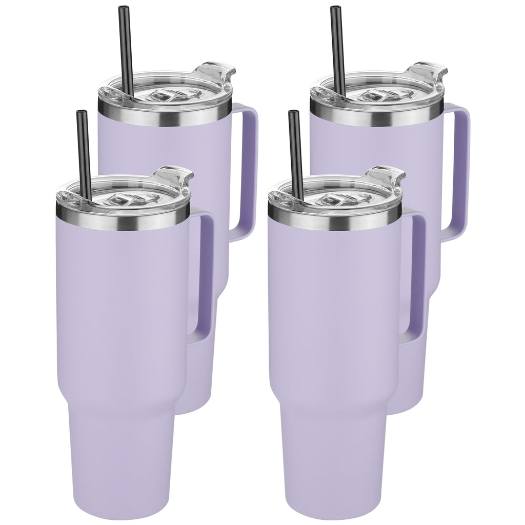HASLE OUTFITTERS 40 oz Stainless Steel Tumbler with Handle, Vacuum Insulated Tumblers Bulk, Reusable Double Wall Travel Coffee Mug, Durable Powder Coated Water Bottle(Purple, 4)