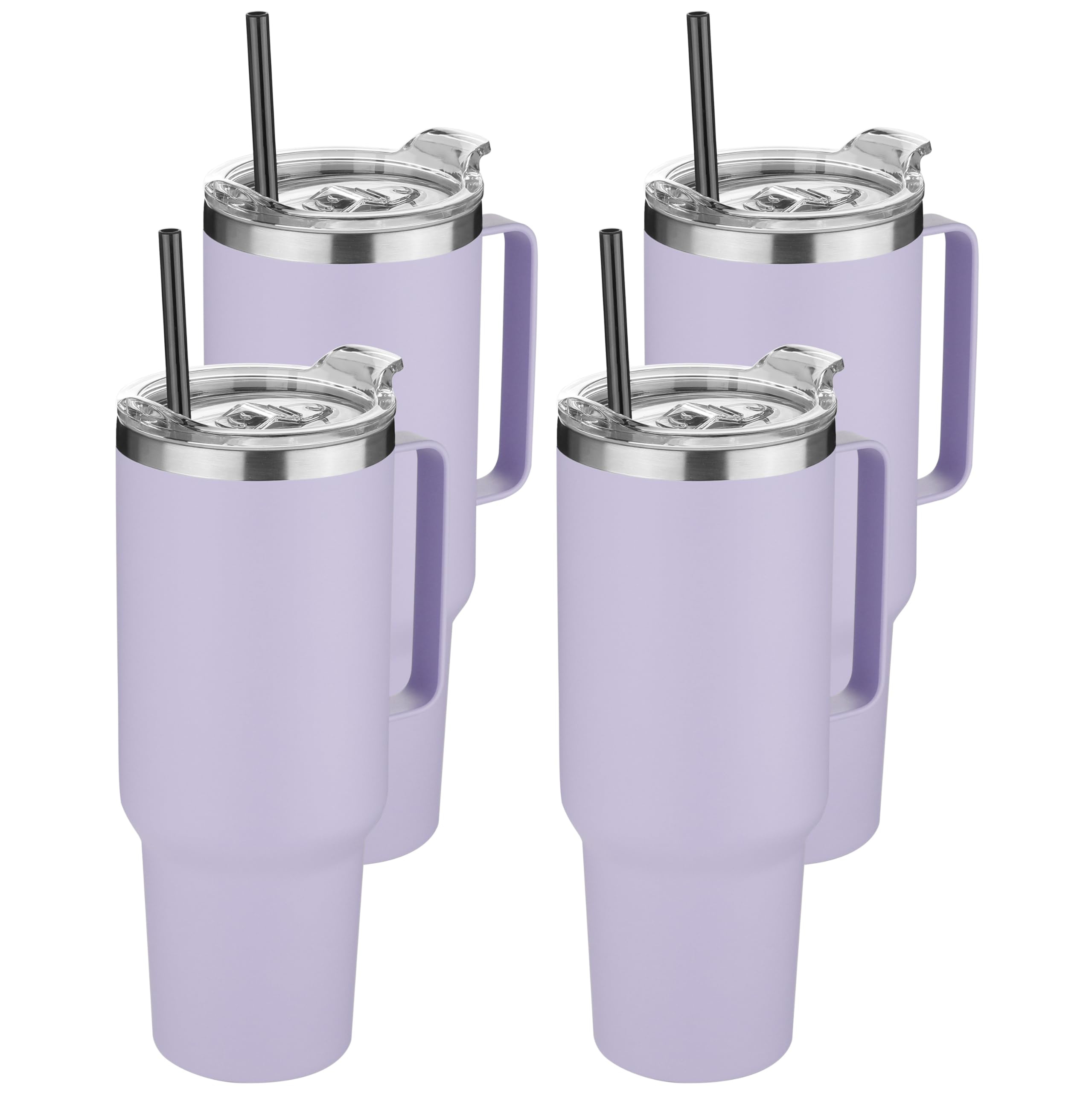 HASLE OUTFITTERS 40 oz Stainless Steel Tumbler with Handle, Vacuum Insulated Tumblers Bulk, Reusable Double Wall Travel Coffee Mug, Durable Powder Coated Water Bottle(Purple, 4)