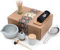 Artcome 9Pcs Japanese Matcha Tea Set, Matcha Bowl with Pouring Spout, Matcha Whisk, Ceramic Whisk Holder, Tea Scoop, Matcha Powder Caddy, Traditional Handmade Matcha Ceremony Gift Box Kit