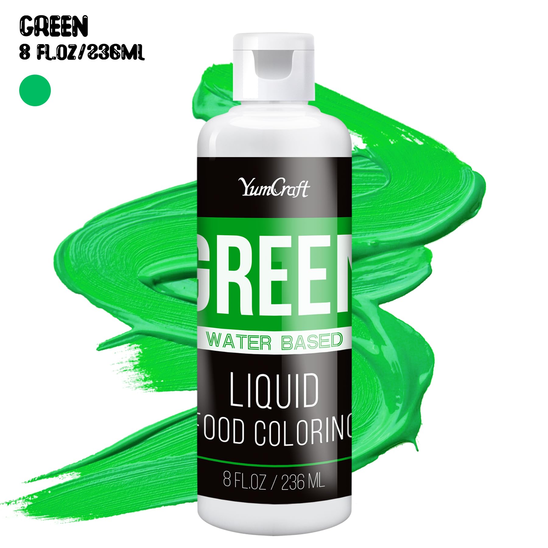 Food Coloring Liquid - Vibrant Color Food Coloring for Cake Decorating, Baking, Easter Egg, Icing - Tasteless Food Color Dye for Fondant, Cooking, Airbrush (Green, 8 Fl.oz)