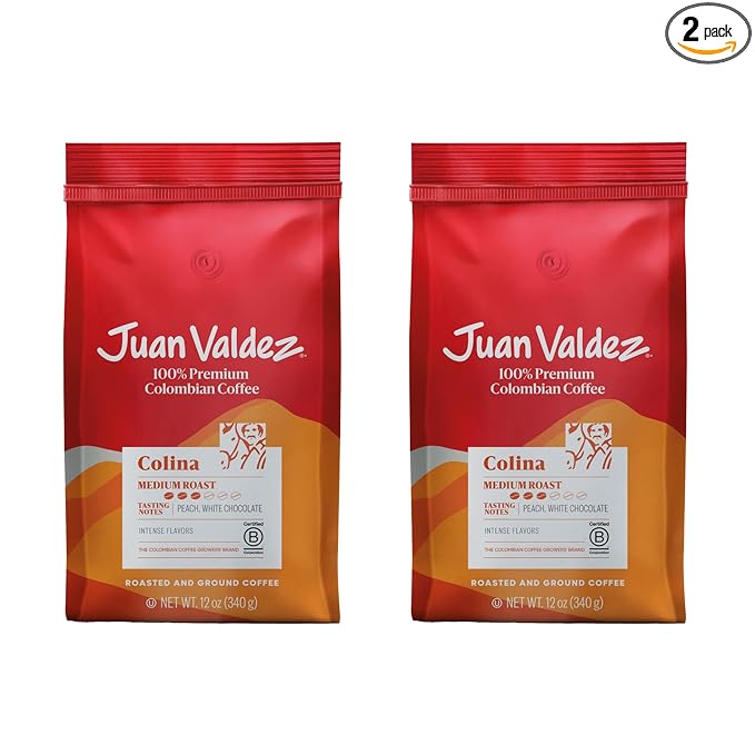 Juan Valdez Colina Ground Coffee, Balanced Roast 12 OZ - Premium Colombian Coffee - Unique “Caracolito” beans produce a coffee of balanced flavor (Pack of 2)