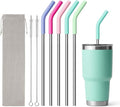 Stainless Steel Straw for 30 oz YETI Tumbler, 9.5in Metal Straight Straws Reusable with Silicone Tip for Milk, Juice, Cola, Coffee- 2 Cleaning Brushes & 1 Portable Bag