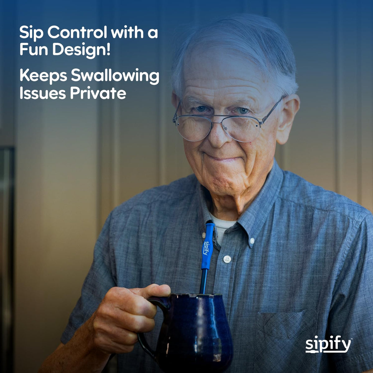 Sipify Flow-Limiting Dysphagia Straw for Safe Drinking | Aerating Straw for Elderly & Dysphagia Patients | Reusable Stainless Steel Straw with Soft Silicone Tip | Dishwasher Safe | 2 Pack