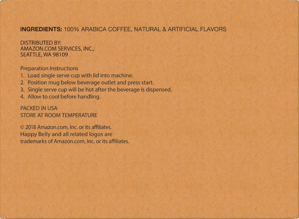 Amazon Brand - Happy Belly Light Roast Coffee Pods, French Vanilla, Compatible with Keurig 2.0 K-Cup Brewers, 100 Count